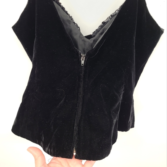 Vintage Holt Renfrew Velvet Tank Big Sequins Front Bow - Picture 4 of 9